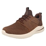 Skechers Men's DELSON 3.0 CICADA Sneaker, Dark Brown Knitted Mesh W/Leather, 10 UK