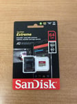 SanDisk® Extreme® 64GB microSDXC UHS-I Card C10, V30, U3, A2 160MB/s + Adapter