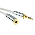 2m PRO METAL WHITE 3.5mm Stereo Jack Headphone Extension Cable [006929]