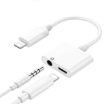 2-i-1 Audio Splitter Adapter Laddare 3,5 mm hörlurar för Iphone 7 8 X Plus Xr Max