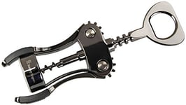 STANLEY ROGERS 56058 Lever Corkscrew with Bottle Opener, Galvanised and Coated Steel Non-Stick 19 cm, Suitable for All Types of Caps, (Color: Black/Grey/Silver), Quantity: 1 Piece, Stainless Steel