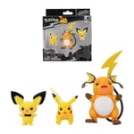 Bandai - Pokémon - Pack évolution - Figurine Pichu 5cm + Figurine Pikachu 8cm + Figurine Raichu 10cm - JW2778 - Neuf