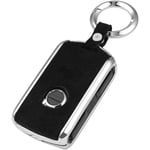 Volvo bilnyckelskydd (svart) zinklegering läder nyckelbricka fodral för volvo xc60 xc90 s60 s80 s90 v90 xc40 smart bilnyckel fjärrkontroll skyddsfodral med nyckel