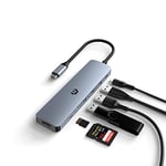 Hub USB C 7 en 1 Dock USB C Hub USB 3.0 Hub 4K HDMI Hub Ultra Slim USB avec HDMI 4K 100W PD 3 USB 3.0 Lecteur de Carte SD/TF Compatible avec Mac, Systèmes Windows