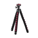 Mantona Kaleido Flex Photo/Tabletop Travel Tripod with Ball Head with Quick Release Plate and Carry Case – Sundown Red