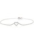 Hjerte 14 Karat Hvidguld Armbånd fra Smykkekæden med Diamanter 0,074 Carat W/SI