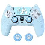 Blå Katt Tass PS5 Kontroller Skinn Halkskyddande Silikon Skyddande Fodral Blue