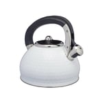 Lovello Textured Ice White Whistling Kettle, 2.5 Litre Capacity, Gift Tagged