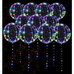 LED-ballonger 10-pack, upplysta ballonger 20 tum genomskinliga heliumballonger Bobo-ballonger, lysande bubbelballonger med ljusslingor för alla hjärtans dag färgglada