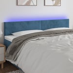 vidaXL Sänggavel LED mörkblå 160x5x78/88 cm sammet 3121390