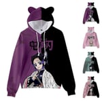 Unisex Demon Slayer printed hoodies sweatshirt Casual Pullover Cat Ear Hooded jumper Toppar Purple L