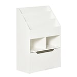 HOMCOM Bibliothèque étagère Multi-Rangement 3 étagères 2 niches Grand tiroir en Bois Blanc