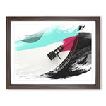 Turntable Record Vinyl Player V2 Modern Framed Wall Art Print, Ready to Hang Picture for Living Room Bedroom Home Office Décor, Walnut A3 (46 x 34 cm)