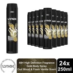 Lynx XXL Gold Body Spray Deodorant 48H High Definition Fragrance 250ml, 24 Pack