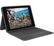 Logitech Rugged Folio for iPad (7th, 8th, & 9th generation) Protective Keyboard Case, QWERTZ German Layout - Graphite