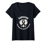 Womens Skin Cancer Survivor Distressed Heart Melanoma Awareness V-Neck T-Shirt