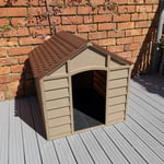 Plastic Dog Kennel Pet Shelter Plastic Durable Outdoor - Color Brown
