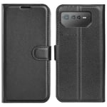 Asus ROG Phone 6 5G - Läderfodral / Plånboksfodral Svart