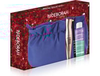 Deborah Set Deborah: 24 Ore Extra, Gel Pencil Eyeliner, Black, 1.5 G + Dermolab Bifasico, Hyaluronic Acid, Makeup Remover Lotion, 50 Ml + Makeup Bag, Blue + Instant Maxi Volume, Volumizing, Mascara, Black, 11 Ml For Women