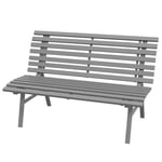 Trädgårdsbänk 2-sits parkbänk med ryggstöd i aluminium 123x67x79cm grå för trädgårdsterrass balkong