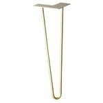 Wagner Pied de Meuble/Pied de Table/Pied en épingle à Cheveux - Hairpin Leg - Style rétro - Acier revêtu doré, 12 x 12 x 40 cm, Pied Conique/incliné, Plaque de Montage intégrée - 12824501