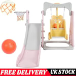 Toddler Swing Slide&Climber Set Kids Baby In/Outdoor Playground Girl's Toy Pink