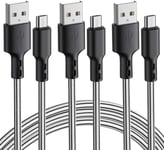 Cables Micro USB 3M 3Pack Cable Micro USB 2.4A en TPE Cable Cordon Chargeur Micro USB Rapide pour Android, Kindle, Samsung Galaxy Huawei, Sony, Nexus, HTC, PS4