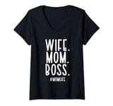 Womens Wife Mom Boss Tee, Funny Mothers Day Boss Gifts for women V-Neck T-Shirt