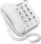 BIG BUTTON 110 CORDED TELEPHONE PHONE WALL MOUNTABLE HEARING AID COMPATIBLE 