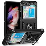 SKALO Samsung Z Flip5 Armor Hybrid Metallring skal - Svart Svart