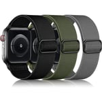 3-pack stretchiga solo-loopar kompatibla med Apple Watch-band 44 mm 4