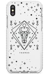Taurus Emblem Impact Phone Case for iPhone XR TPU Protective Light Strong Cover with Transparent Star Sign Constellation Sun Moon