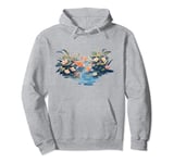 four koi fish japanese carp asian goldfish flowers lily pads Pullover Hoodie