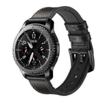 Klokkereim i sort lær til Samsung Gear S3 Classic, Frontier, Galaxy Watch 22 mm