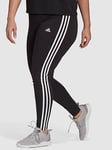 adidas Sportswear 3 Stripes Legging - Plus Size - Black/White, Black/White, Size 2X, Women