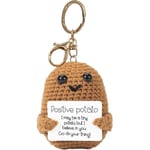 Söt stickad positiv potatisdocka Rolig virkad inspirerande potatis med positiva kort Födelsedagspresenter muntra upp presenter till vänner Rumsdekorationer