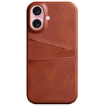 SKALO iPhone 16 PU-Läder Korthållare Skal - Brun Brun