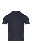 Cropped Mock Neck Rib T-Shirt Tops T-shirts Short-sleeved Navy Tom Tailor