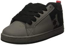 DC Men's Court Graffik Casual Low Top Skate Shoe Sneaker, Grey/Black/Red, 9.5 UK