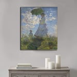 Claude Monet Woman with a Parasol Canvas Poster Painting Home Decor Living Room Wall Art Pictures Painting Artwork Decor 60x70cm(24x28in) Inner Frame