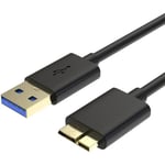 Câble USB 3.0 Mâle A vers Micro B Noir pour Disque Dur WD My Passport-Elements-My Book- Toshiba-Seagate-Hitach-Visiodirect-