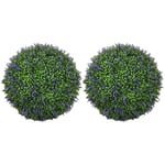 Set med 2 konstgjorda lavendel, 42 cm krukväxt, konstgjord växt i bollform, stora dekorativa konstgjorda blommor för hem, kontor