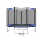 Green's trädgårdstrampolin Ø 244cm, rund studsmatta med skyddsnät, med vadderade stolpar, säkerhetsöverdrag, TÜV Rheinland testad, säker, utomhus, sva
