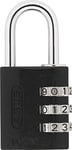 ABUS combination lock 145/30 black - Luggage lock, locker lock and much more. - Aluminium padlock - individually adjustable numerical code - ABUS security level 3