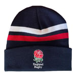 England Rugby Union ERU RFU Junior Navy Blue Kids Core Striped Cuff Beanie Hat