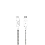 Busy USB-C till USB-C Laddkabel Nylonflätad Vit 240W 1.8m