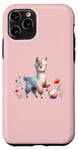 iPhone 11 Pro Pink Cute Alpaca with Floral Crown and Colorful Ball Case