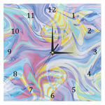 BestIdeas Pastel Pink Blue Abstract Marble Pattern Silent Quartz Wall Clocks Non-Ticking Battery Operated Clock Home Decor for Bedroom Living Kitchen Office