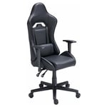 Miroytengo - Gus gamer chair in black swivel chaise pivotante pour bureau ou set up 70x70x123/133 cm