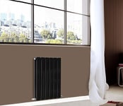 NRG Modern Horizontal Flat Panel radiators | Black 600 x 408 mm Double Column Designer Bathroom Radiator Heater